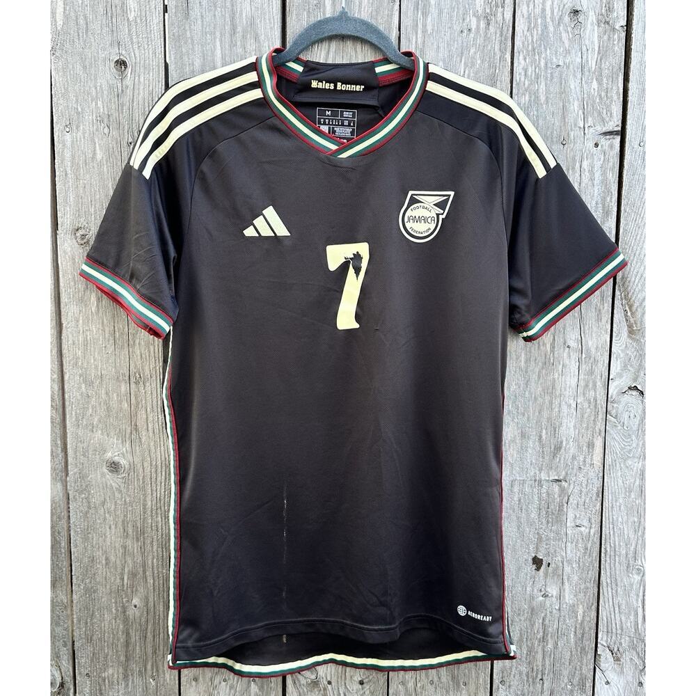 Adidas Jamaica Soccer Jersey Black Red Green Gold Size M Aeroready Bailey #7